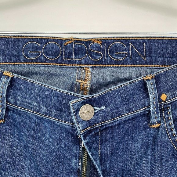 GOLDSIGN Guitar Super Flare Jeans Women's Size 31 Mid Rise Stretch Denim Blue - Picture 4 of 12
